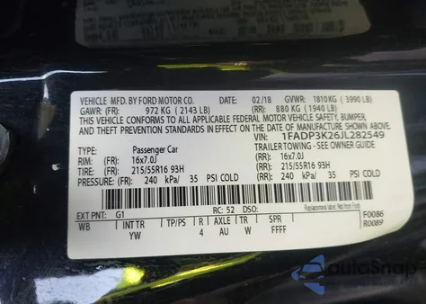 2018 Ford Focus Se from USA, damaged, VIN 1FADP3K26JL282549